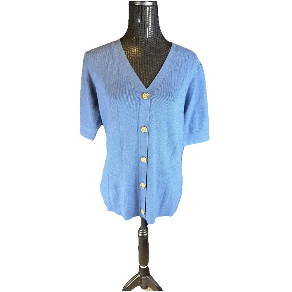Blue Shower Sleeve Sweater Womens Large Cardigan Preppy Academia Chunky Knit